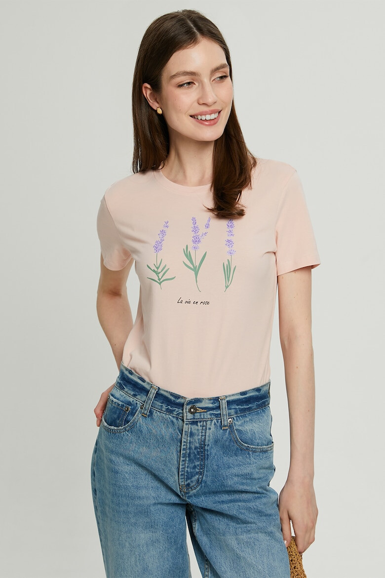 FINN FLARE Tricou cu decolteu la baza gatului si imprimeu floral - Pled.ro