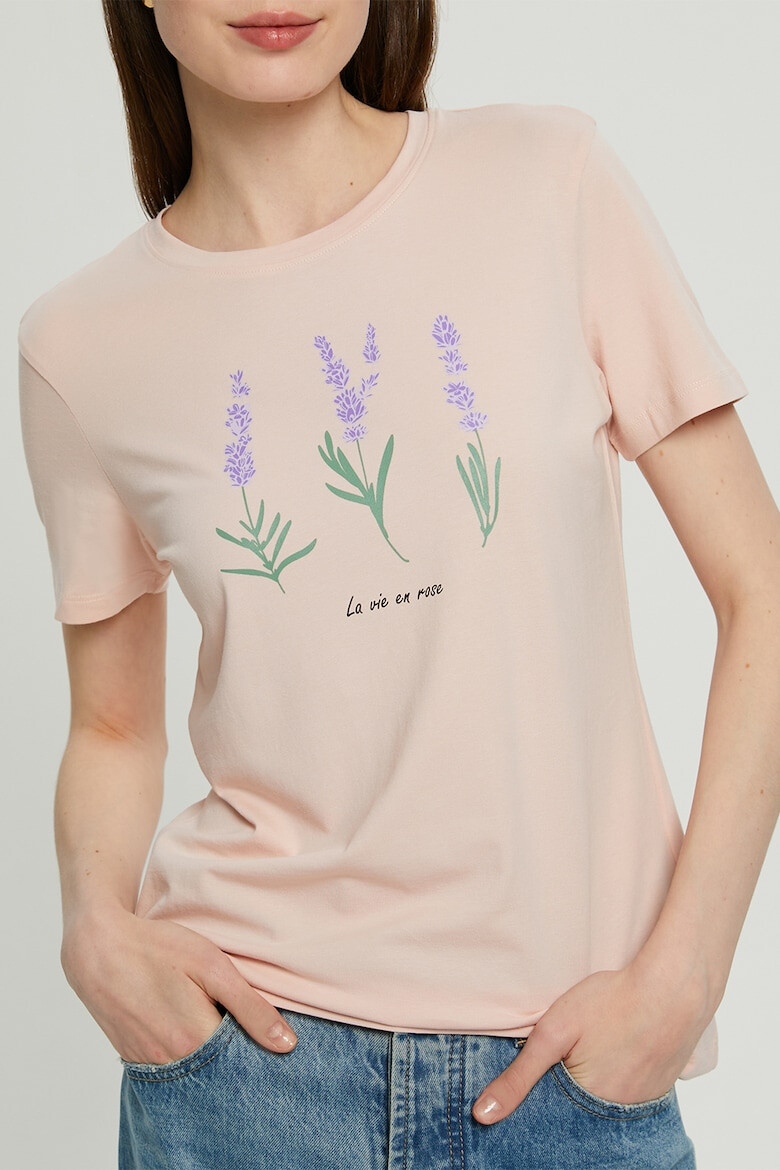 FINN FLARE Tricou cu decolteu la baza gatului si imprimeu floral - Pled.ro