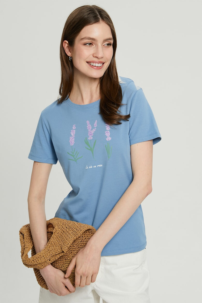 FINN FLARE Tricou cu decolteu la baza gatului si imprimeu floral - Pled.ro