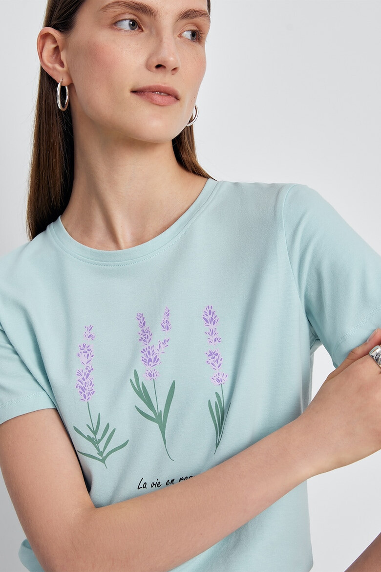 FINN FLARE Tricou cu decolteu la baza gatului si imprimeu floral - Pled.ro