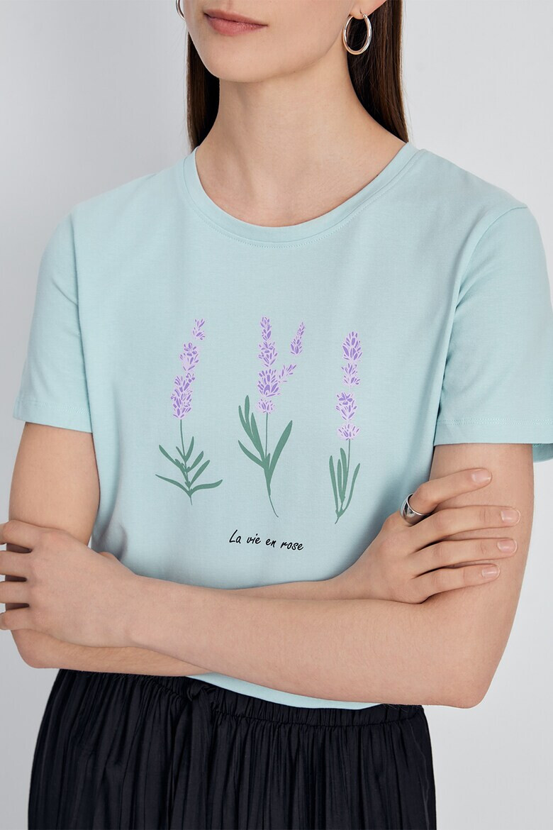 FINN FLARE Tricou cu decolteu la baza gatului si imprimeu floral - Pled.ro