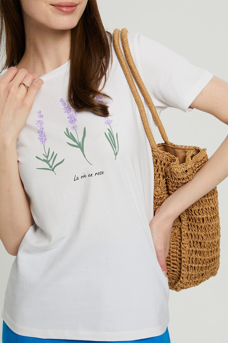 FINN FLARE Tricou cu decolteu la baza gatului si imprimeu floral - Pled.ro