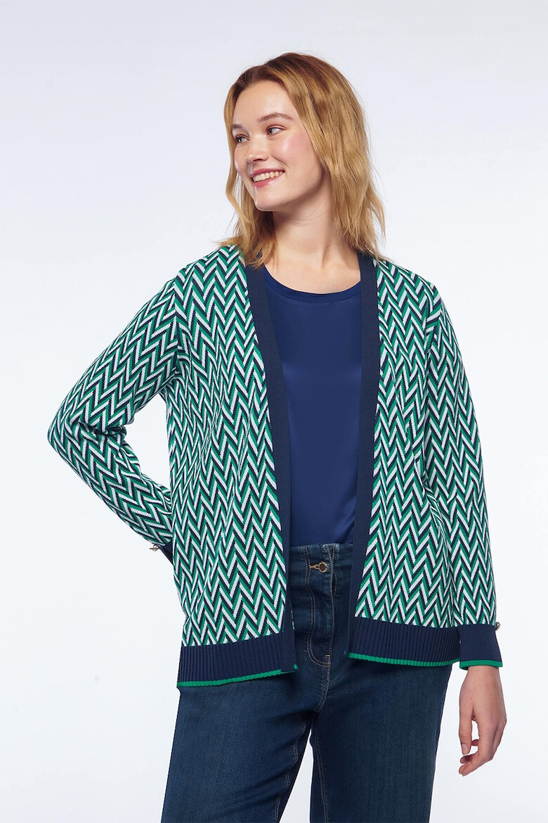 Fiorella Rubino Cardigan fara inchidere cu model herringbone - Pled.ro