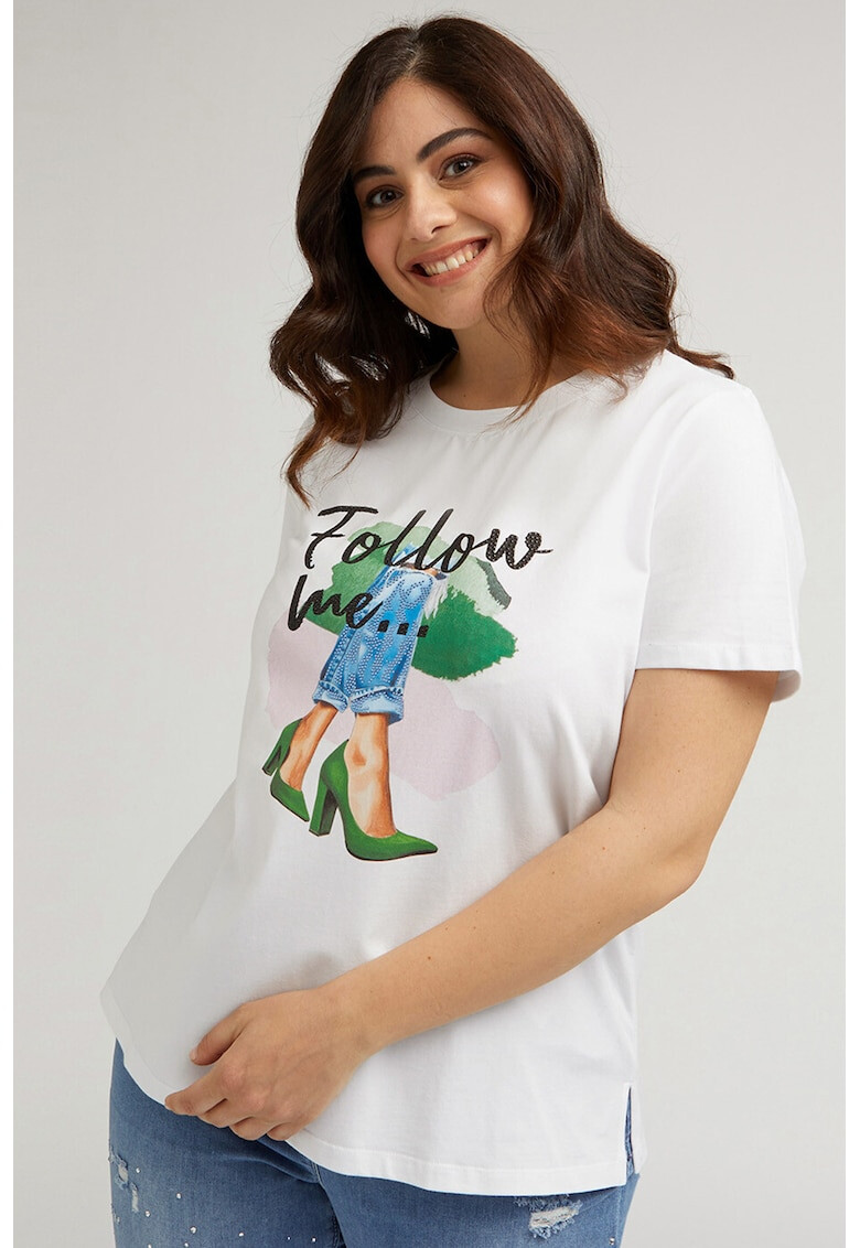 Fiorella Rubino Tricou din jerseu decorat cu strasuri - Pled.ro