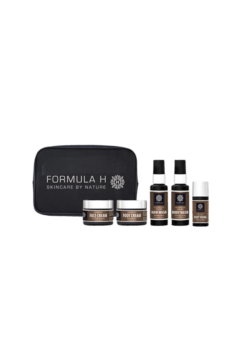 Formula H Set Real Mens Travel Bag Gel de dus 50ml Sampon 50ml Ser pentru ten 15ml Crema pentru ten 10ml Crema pentru picioare 10ml - Pled.ro