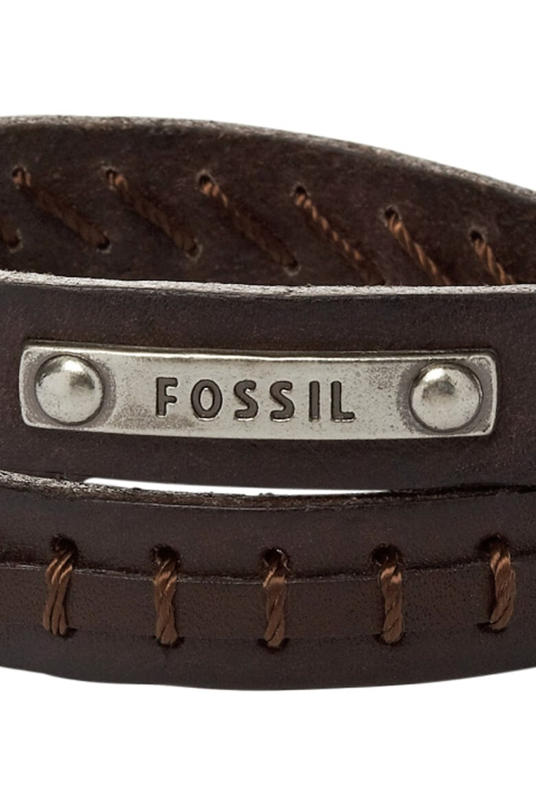 Fossil Bratara de piele cu detaliu logo Maro - Pled.ro