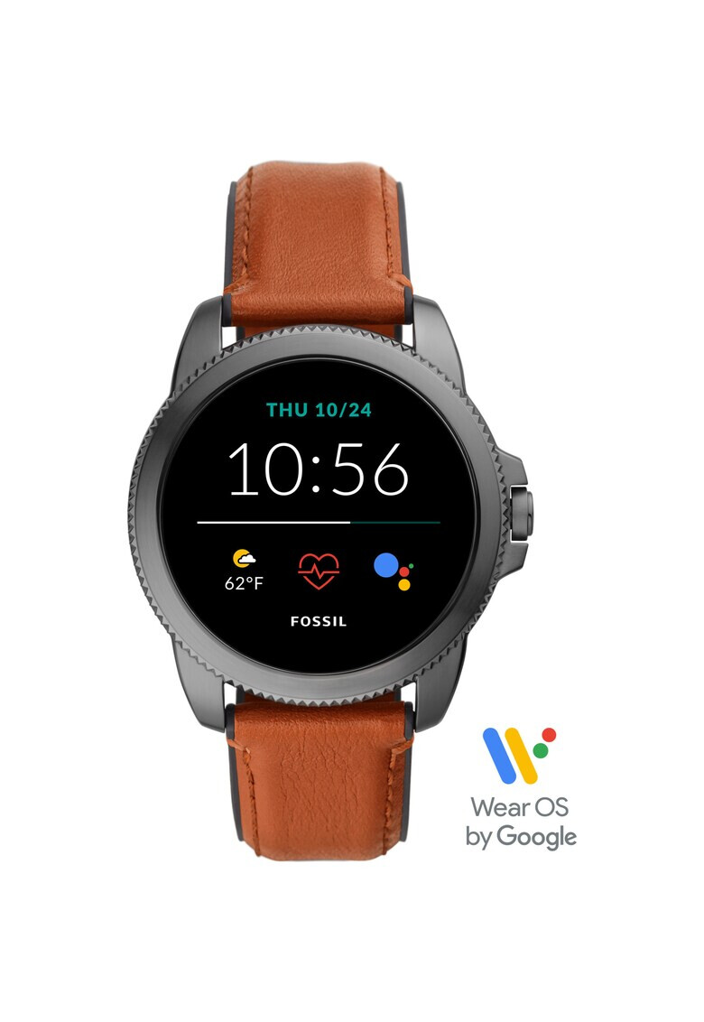 Fossil Ceas smartwatch Brown Leather Grey - Pled.ro