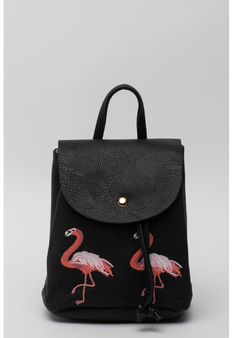 Francesca Rossi Rucsac de piele ecologica cu broderii cu flamingo - Pled.ro