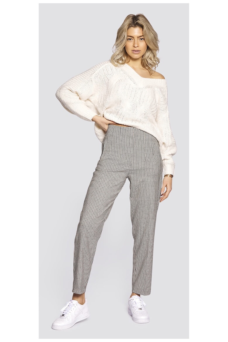 Freshlions Pantaloni crop cu model cu houndstooth - Pled.ro