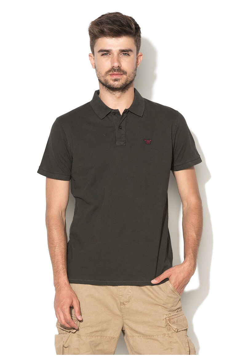 Funky Buddha Tricou polo gri antracit din pique - Pled.ro