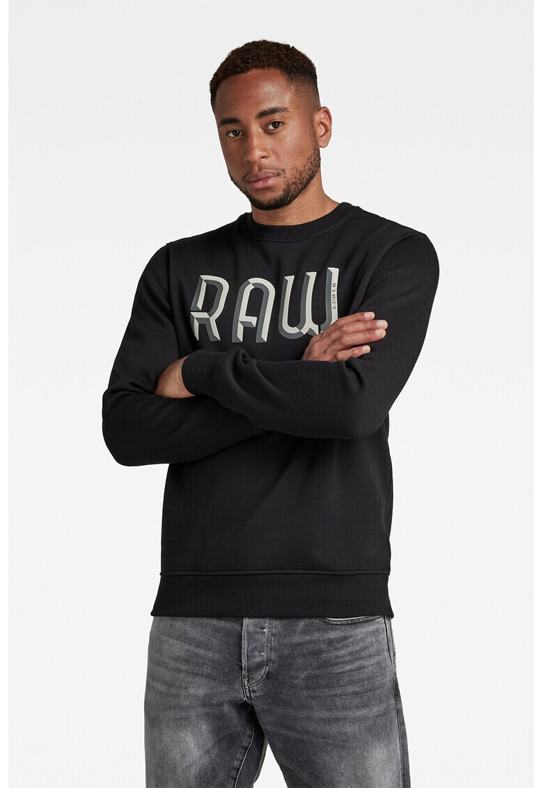 G-Star RAW Bluza sport cu imprimeu logo si decolteu la baza gatului - Pled.ro