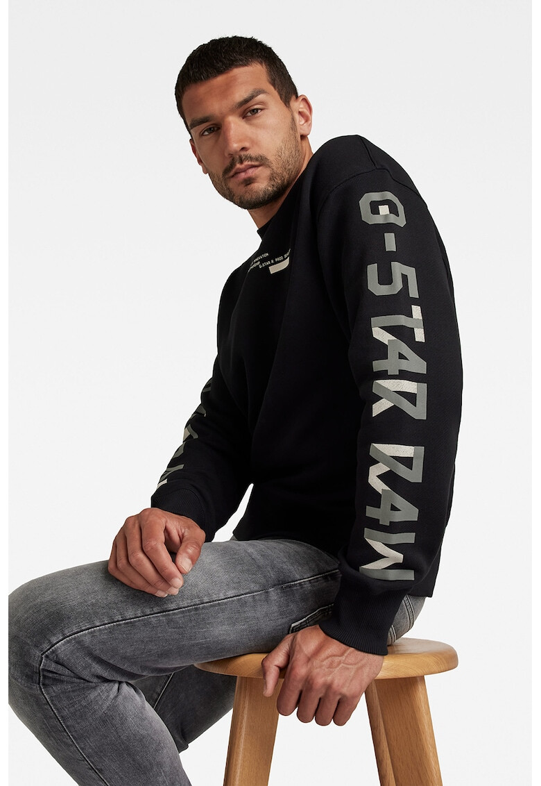 G-Star RAW Bluza sport de bumbac cu decolteu la baza gatului - Pled.ro