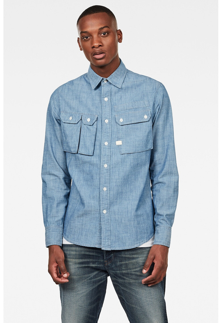 G-Star RAW Camasa de bumbac organic cu buzunare multiple pe piept - Pled.ro