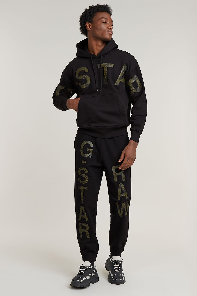 G-STAR RAW Hanorac cu buzunar kangaroo logo si model camuflaj - Pled.ro