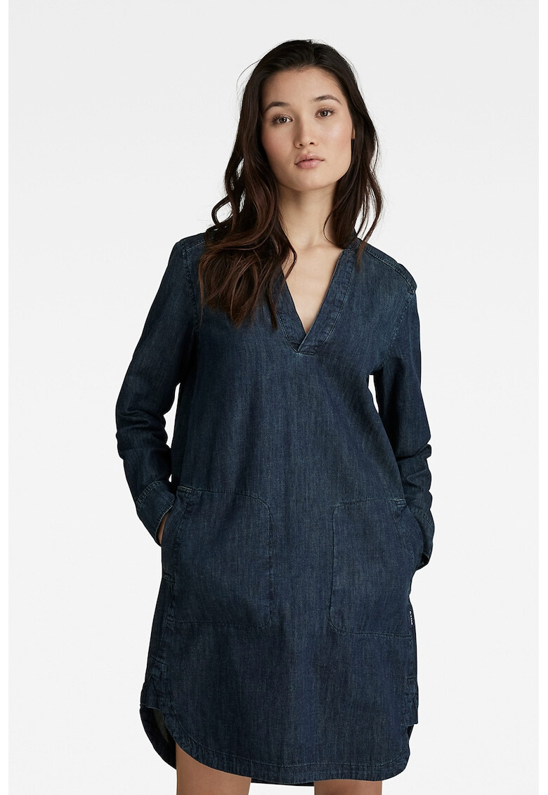 G-Star RAW Rochie de denim cu decolteu in V si buzunare laterale Millery - Pled.ro