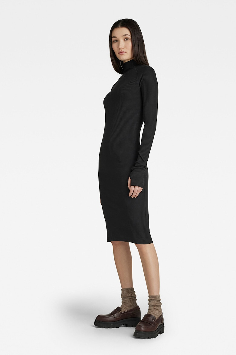 G-Star RAW Rochie din amestec de bumbac organic cu croiala bodycon si guler inalt - Pled.ro