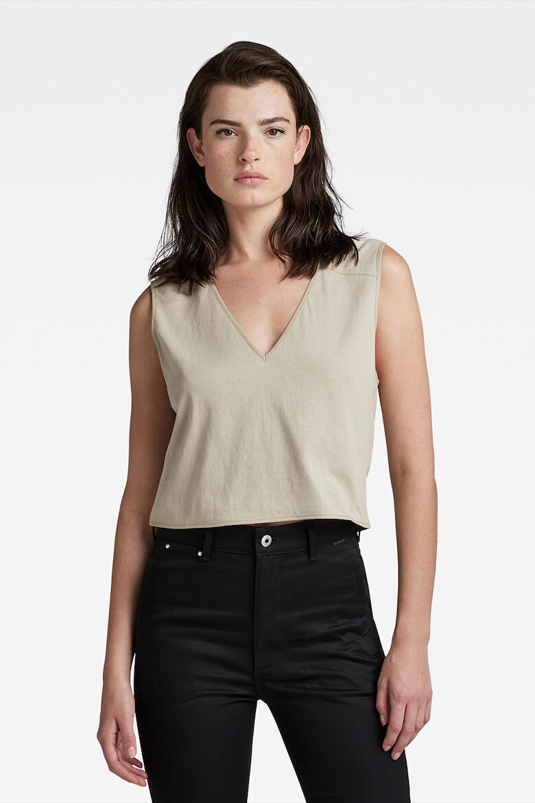 G-Star RAW Top crop de bumbac organic cu logo Boxy - Pled.ro