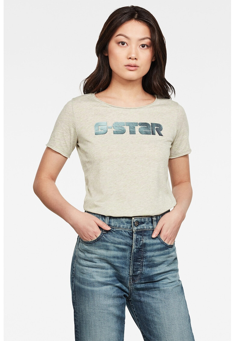 G-Star RAW Tricou cu decolteu la baza gatului cu imprimeu logo - Pled.ro