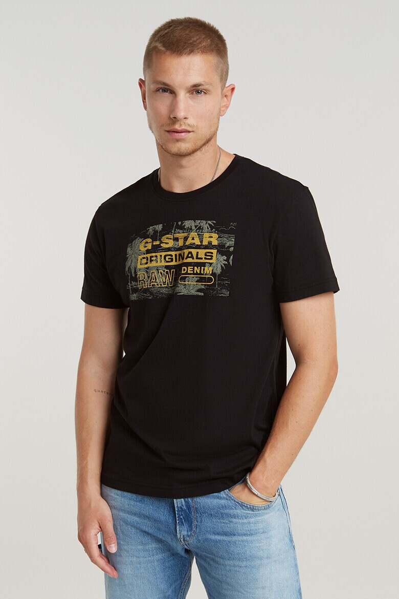 G-STAR Tricou cu decolteu la baza gatului si imprimeu - Pled.ro