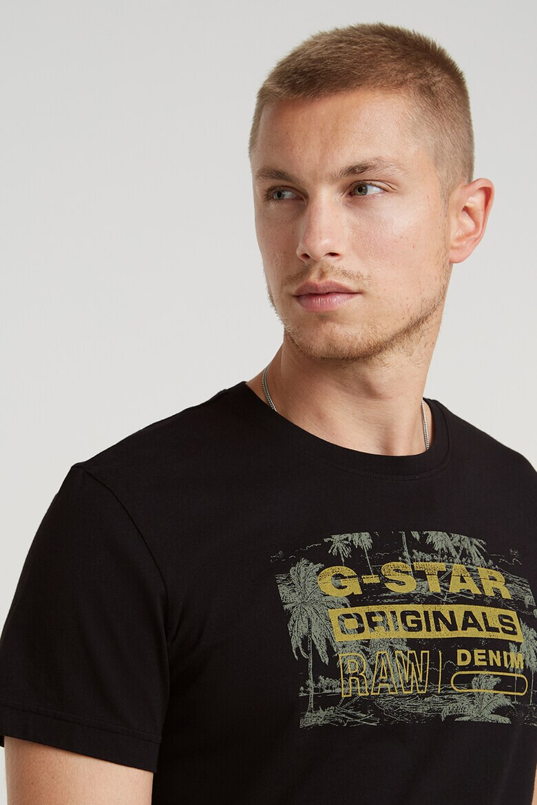 G-STAR Tricou cu decolteu la baza gatului si imprimeu - Pled.ro