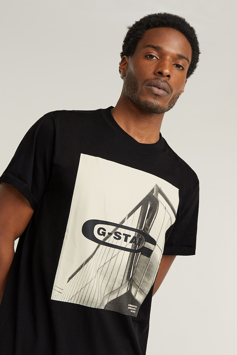 G-STAR Tricou cu decolteu la baza gatului si imprimeu foto - Pled.ro