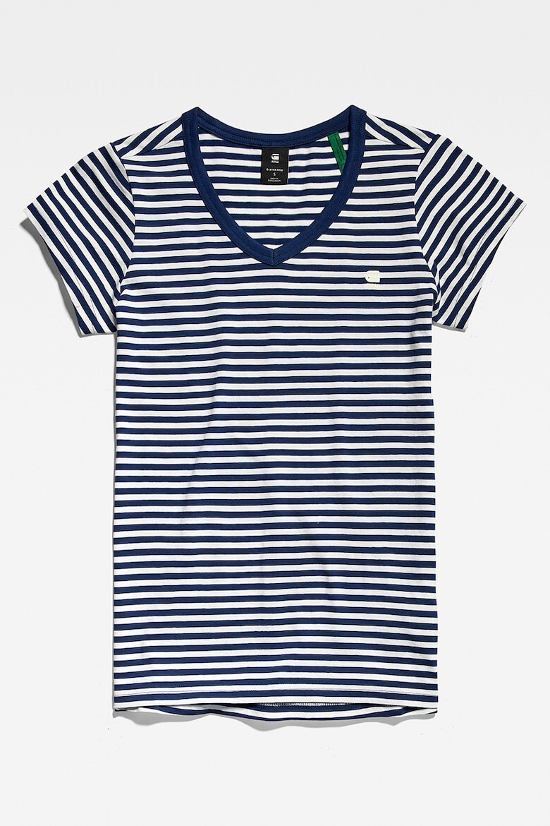 G-STAR Tricou slim fit din bumbac organic cu decolteu in V si model cu dungi - Pled.ro