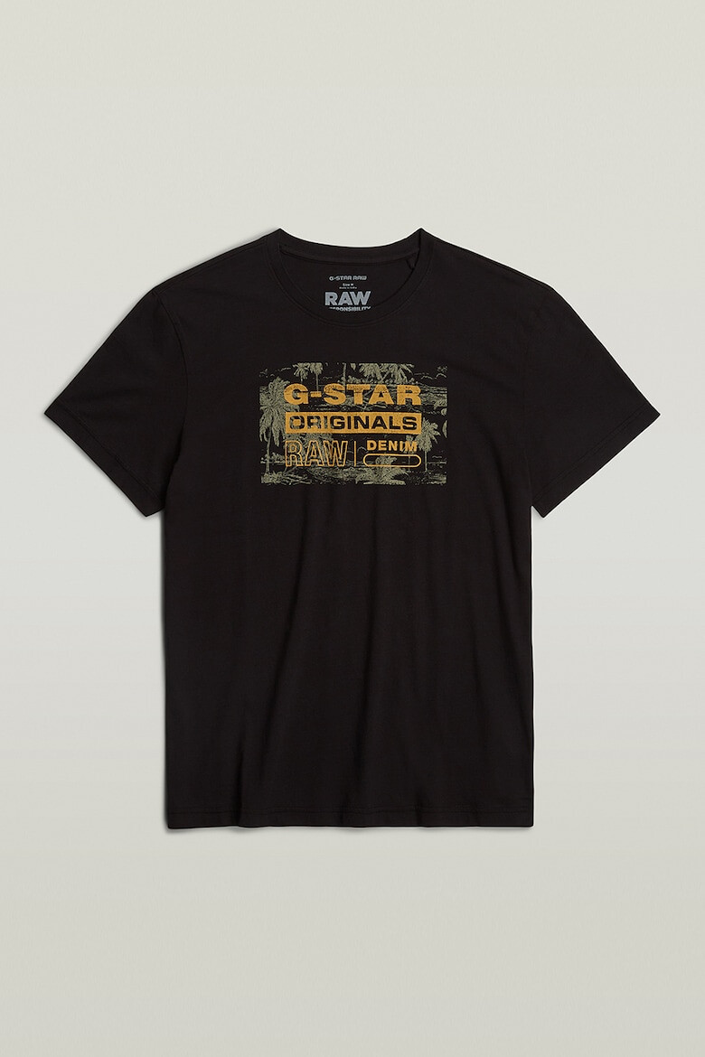 G-STAR Tricou cu decolteu la baza gatului si imprimeu - Pled.ro