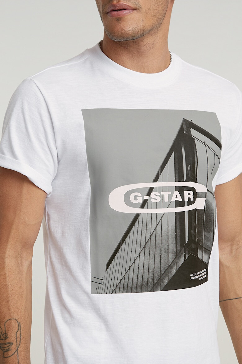 G-STAR Tricou cu decolteu la baza gatului si imprimeu foto - Pled.ro