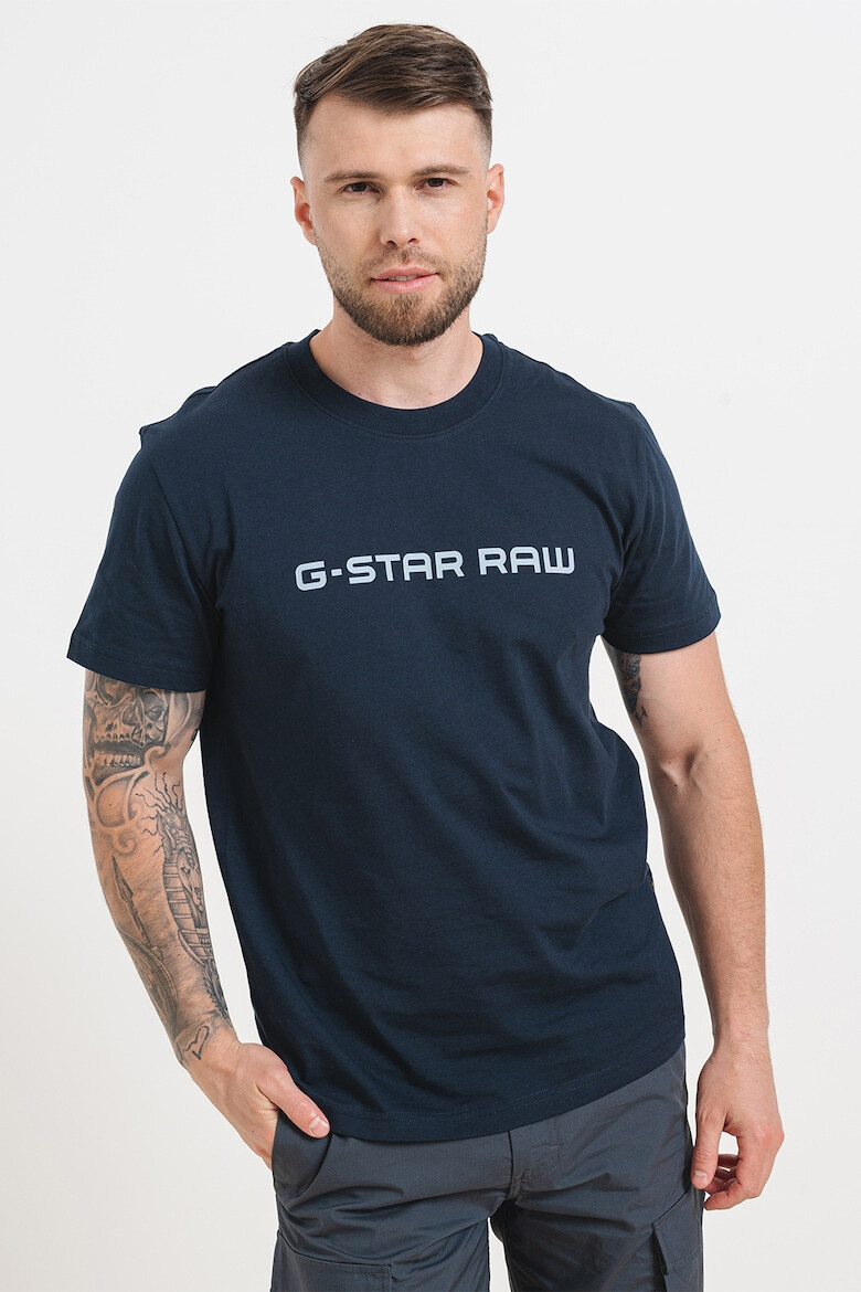 G-STAR Tricou de bumbac organic cu decolteu la baza gatului - Pled.ro