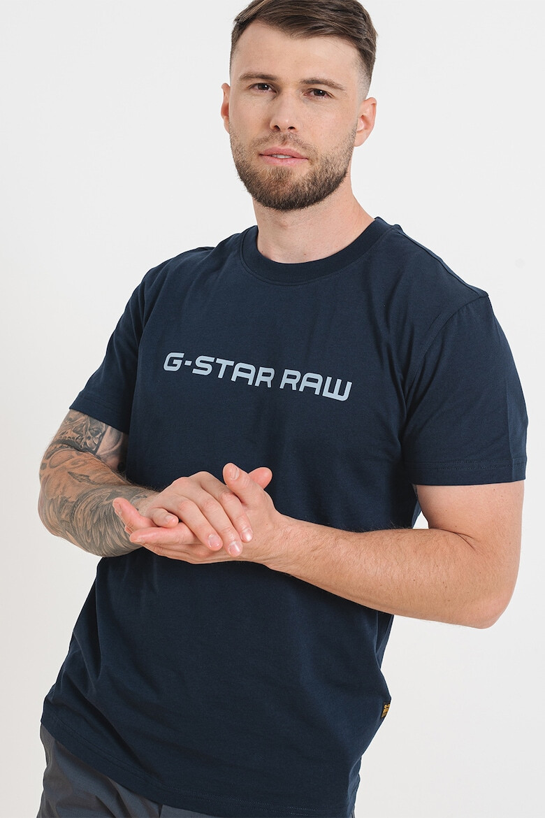 G-STAR Tricou de bumbac organic cu decolteu la baza gatului - Pled.ro