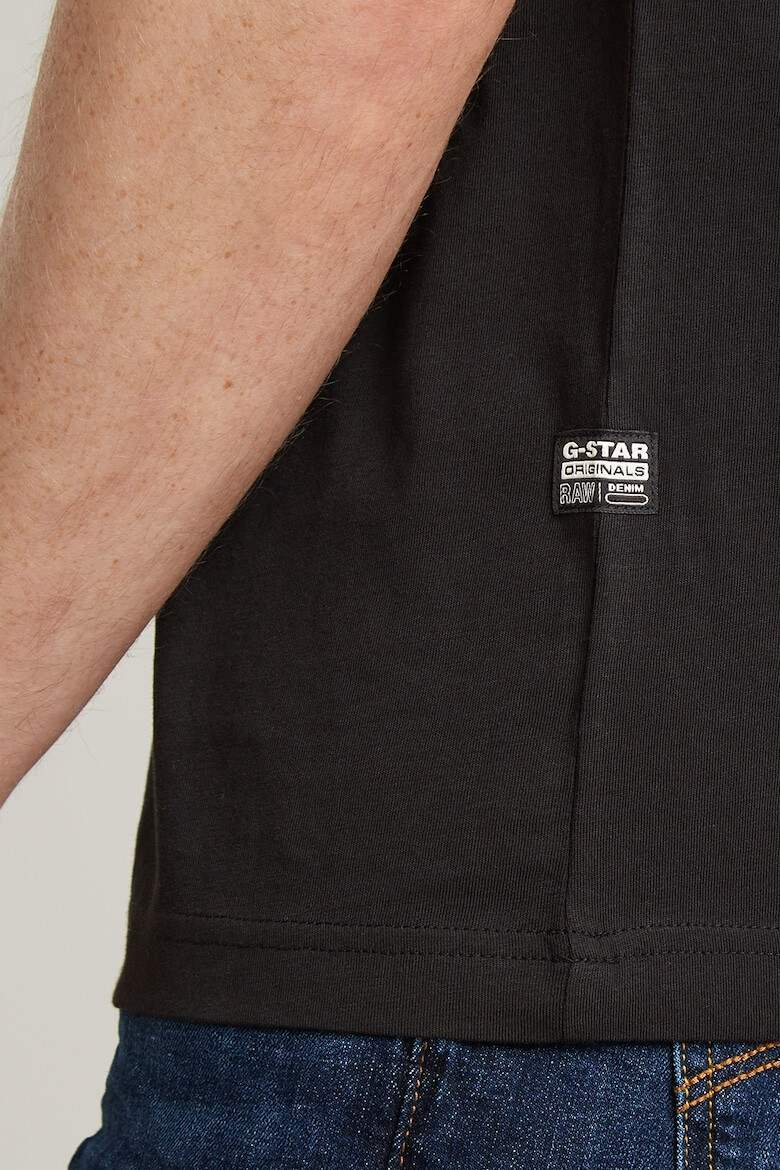 G-STAR Tricou de bumbac organic cu decolteu la baza gatului - Pled.ro