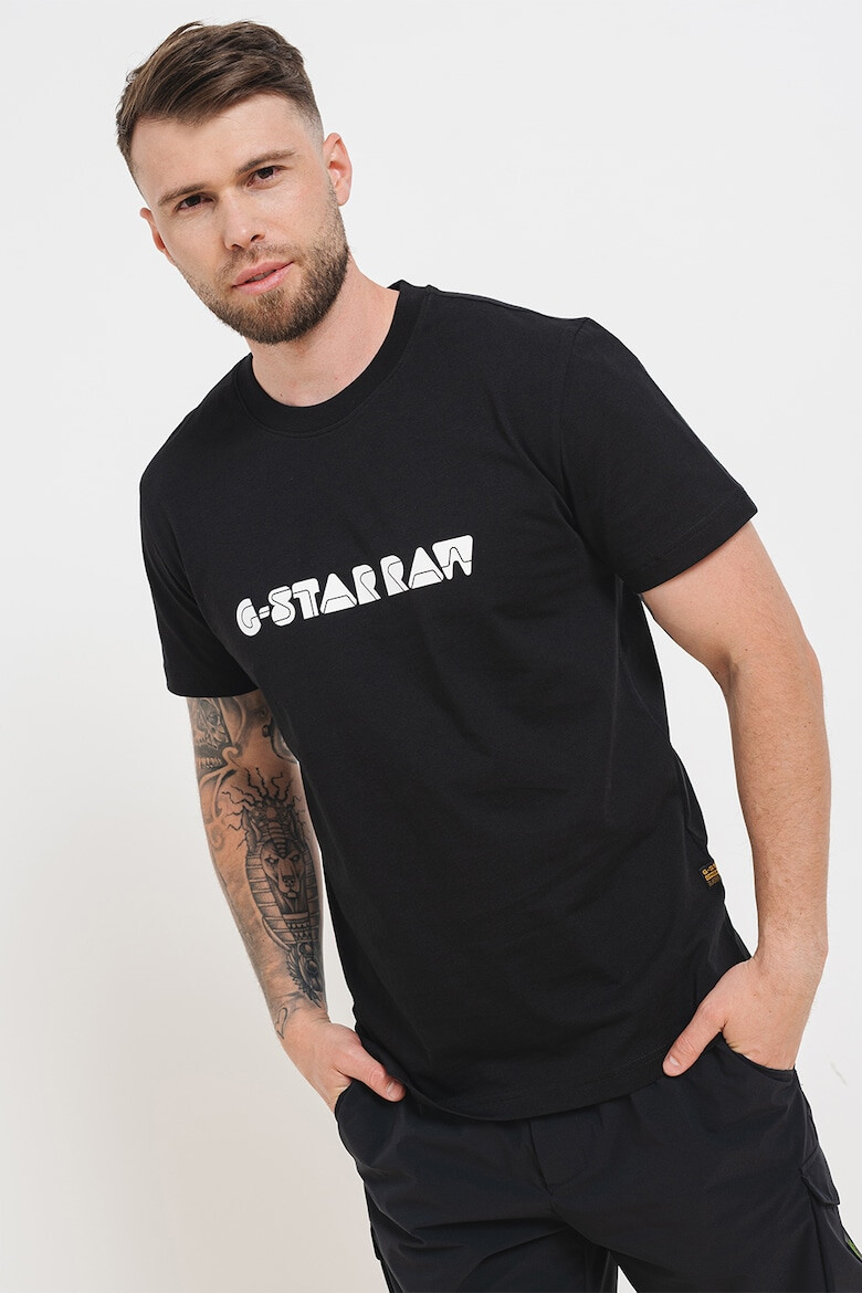 G-STAR Tricou de bumbac organic cu decolteu la baza gatului - Pled.ro