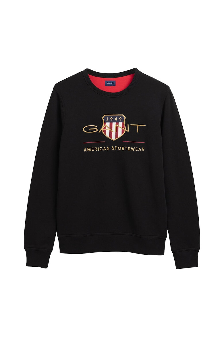 Gant Bluza de trening cu decolteu la baza gatului si logo brodat - Pled.ro