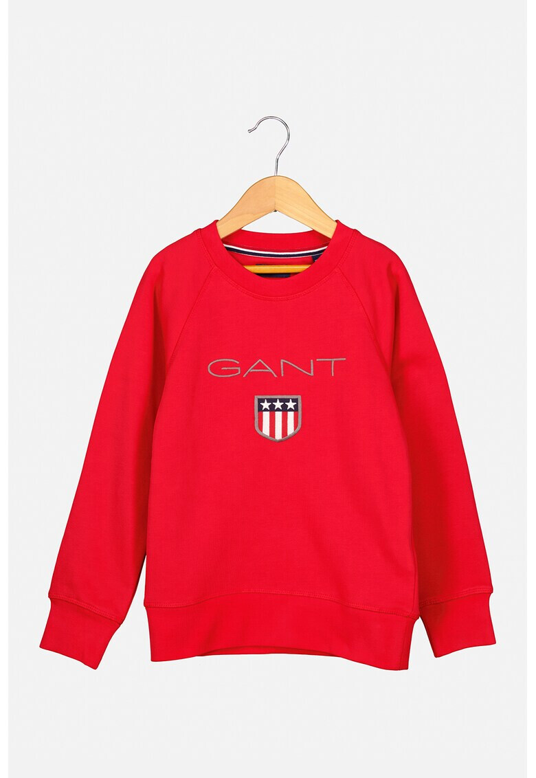 Gant Bluza sport cu decolteu rotund si logo brodat - Pled.ro