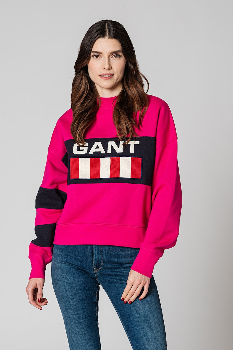 Gant Bluza sport cu imprimeu logo si maneci cazute - Pled.ro