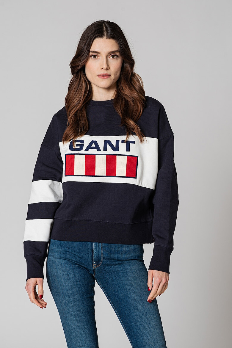 Gant Bluza sport cu imprimeu logo si maneci cazute - Pled.ro