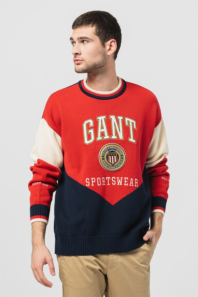 Gant Pulover supradimensionat din amestec de bumbac organic cu logo brodat - Pled.ro