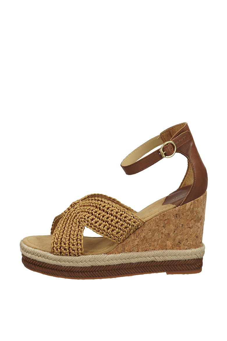 Gant Sandale cu talpa wedge si insertii din material textil - Pled.ro