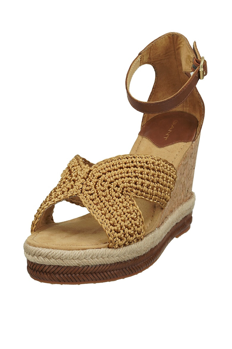 Gant Sandale cu talpa wedge si insertii din material textil - Pled.ro