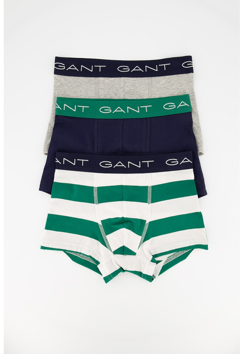 Gant Set 3 perechi de boxeri baieti banda logo Albastru/Gri/Verde - Pled.ro