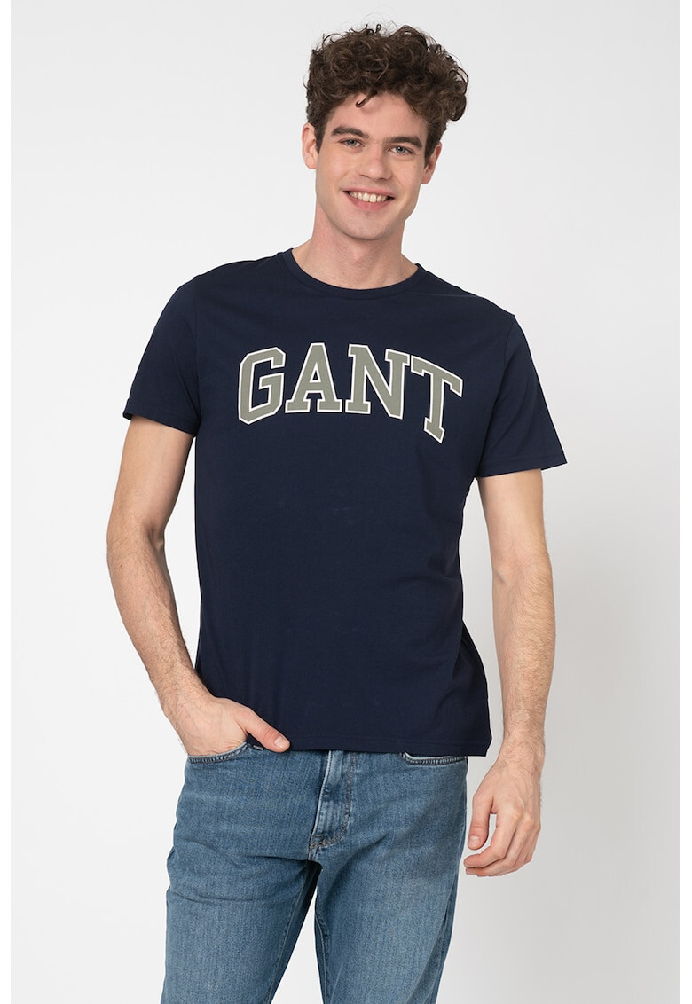 Gant Tricou cu decolteu la baza gatului si imprimeu logo - Pled.ro