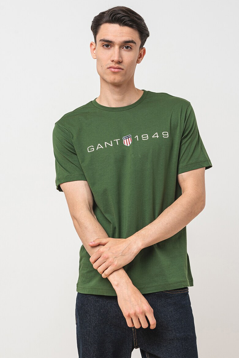 Gant Tricou din bumbac cu decolteu la baza gatului si imprimeu logo - Pled.ro