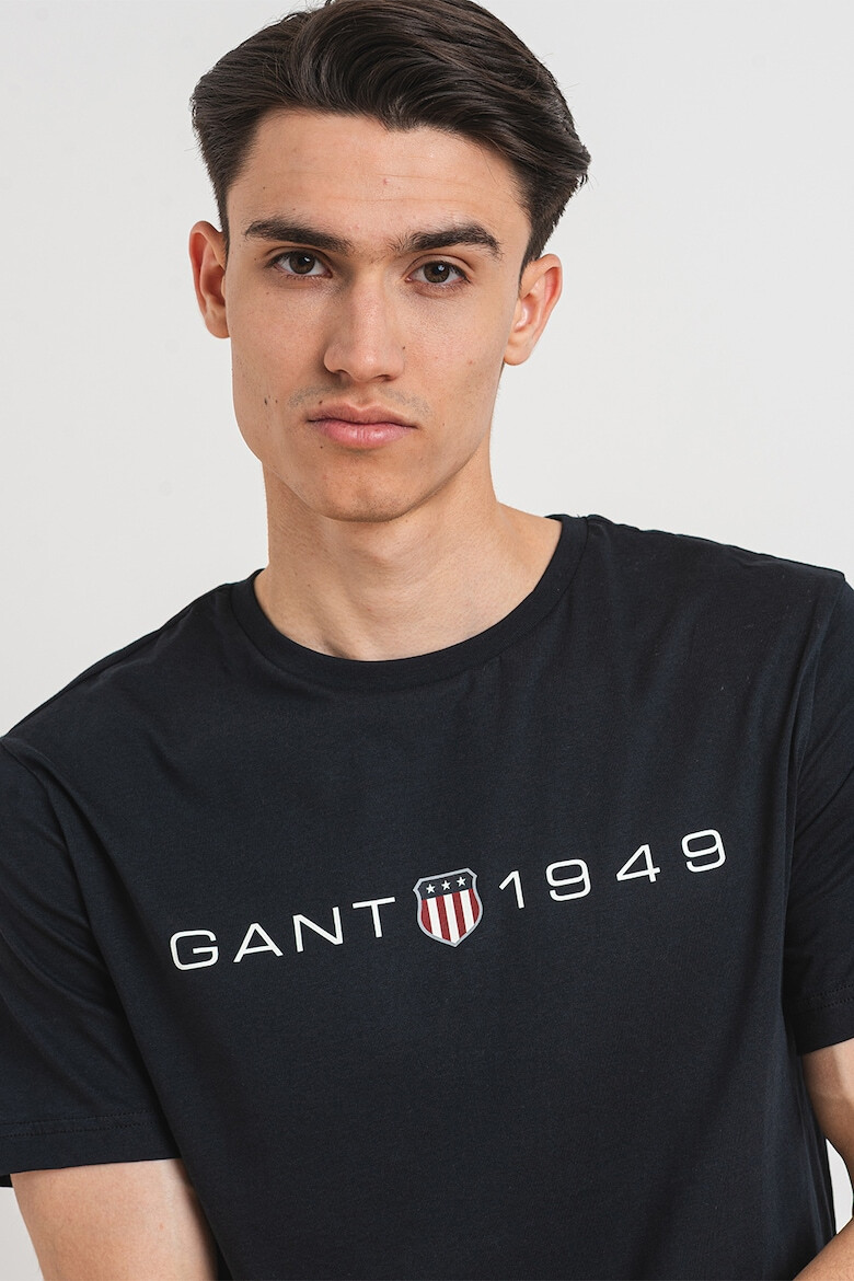 Gant Tricou din bumbac cu decolteu la baza gatului si imprimeu logo - Pled.ro