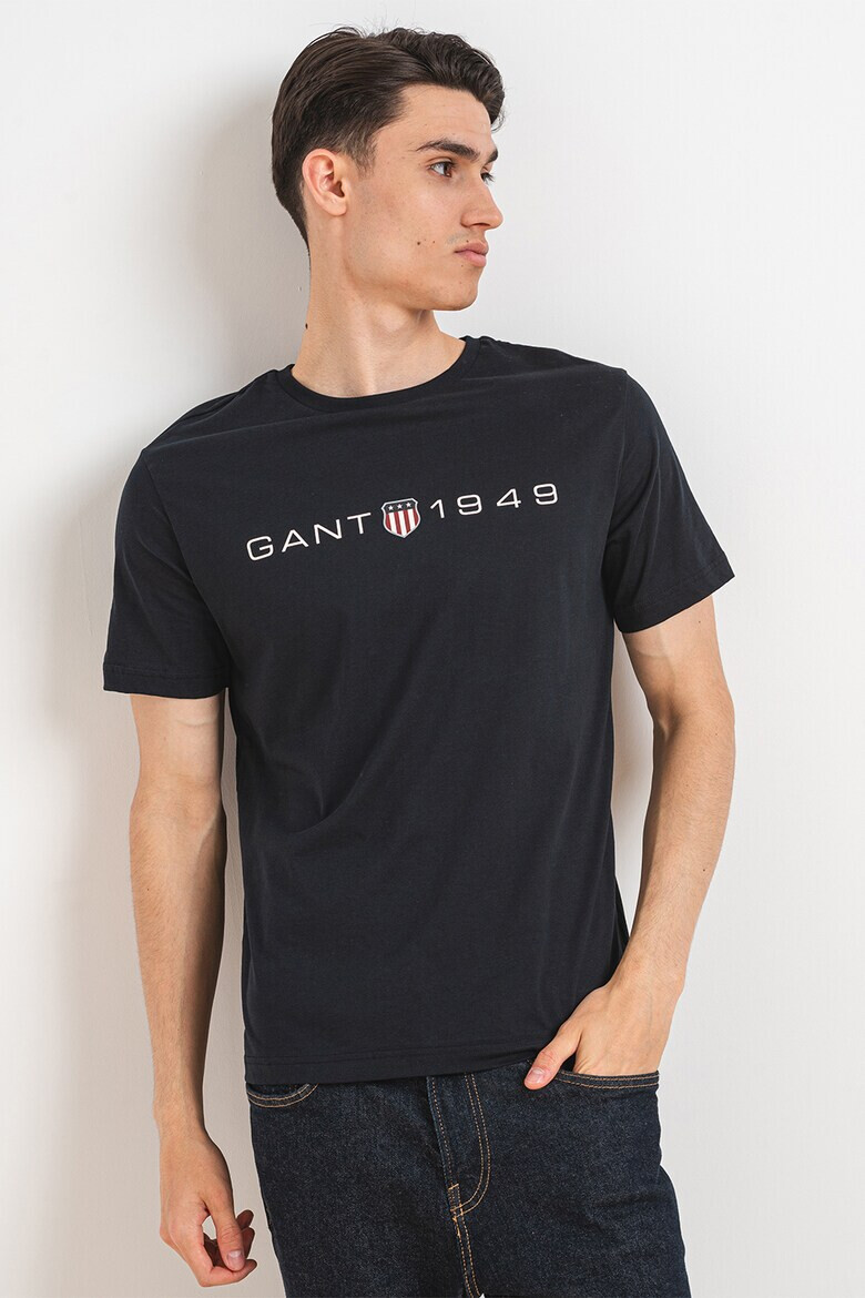 Gant Tricou din bumbac cu decolteu la baza gatului si imprimeu logo - Pled.ro