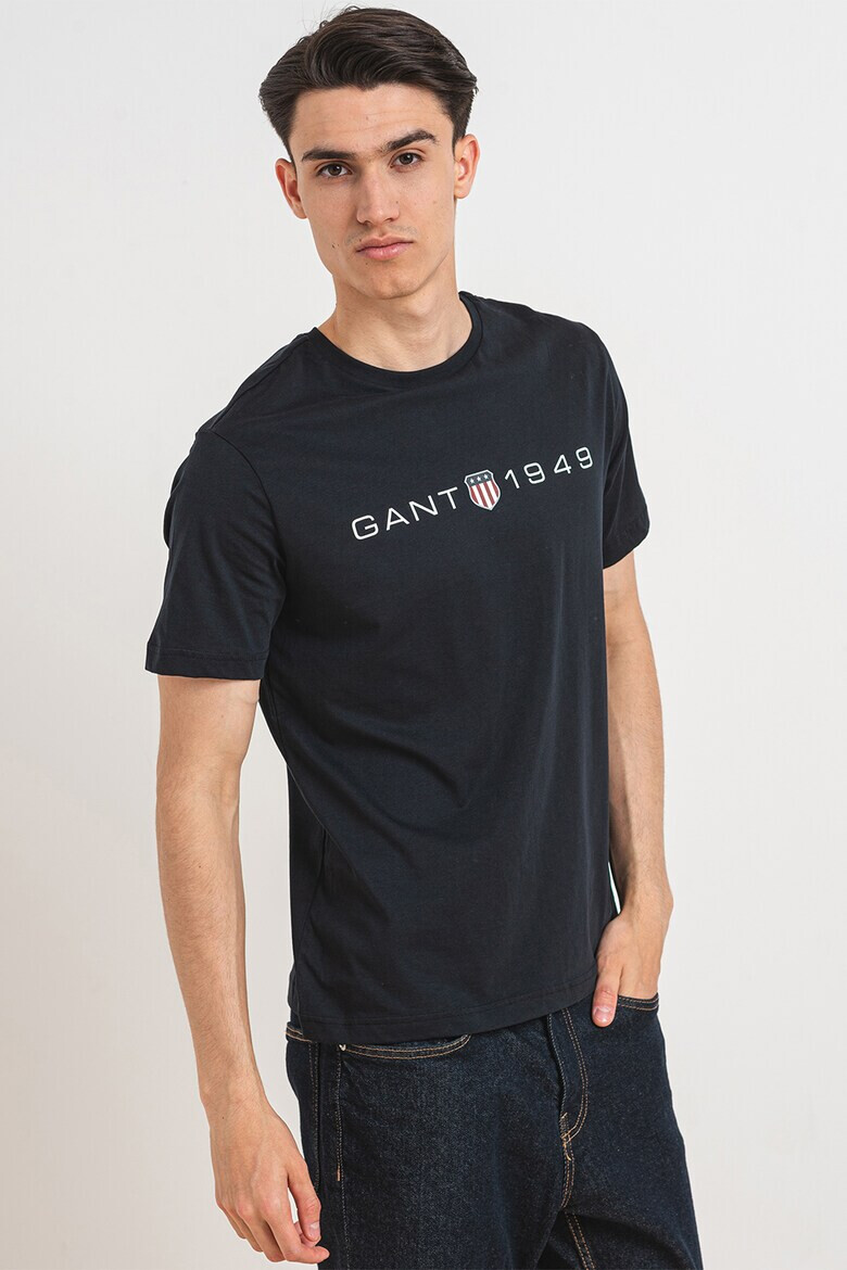 Gant Tricou din bumbac cu decolteu la baza gatului si imprimeu logo - Pled.ro