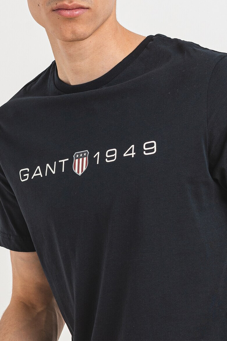 Gant Tricou din bumbac cu decolteu la baza gatului si imprimeu logo - Pled.ro