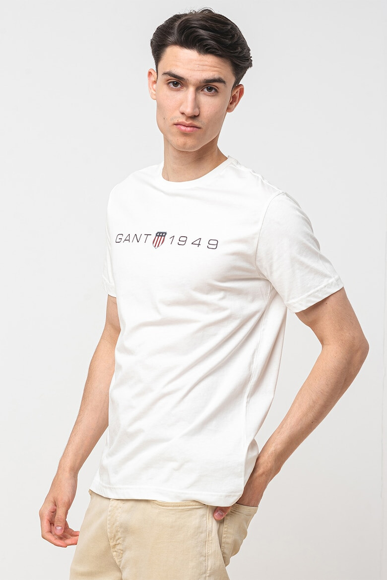 Gant Tricou din bumbac cu decolteu la baza gatului si imprimeu logo - Pled.ro