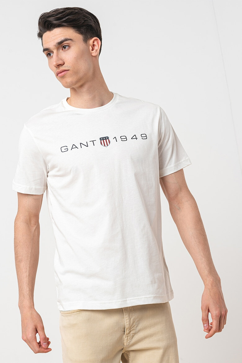 Gant Tricou din bumbac cu decolteu la baza gatului si imprimeu logo - Pled.ro