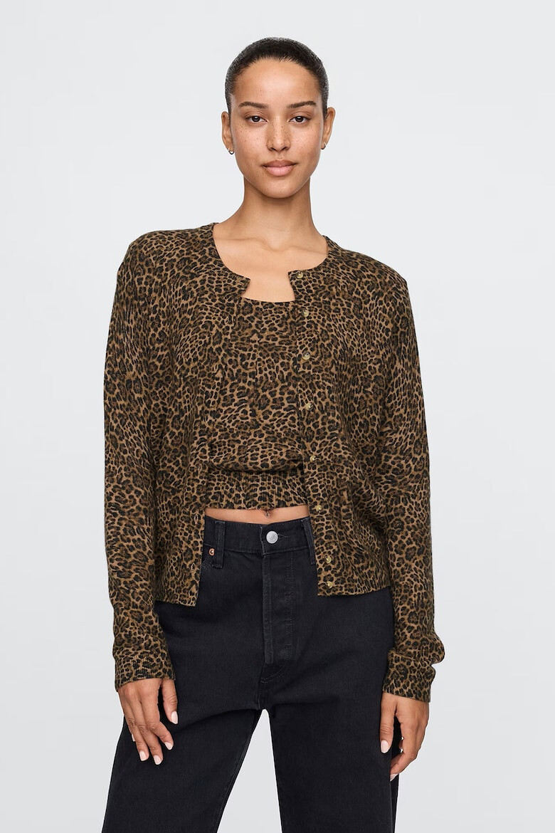 GAP Cardigan cu nasturi si animal print - Pled.ro