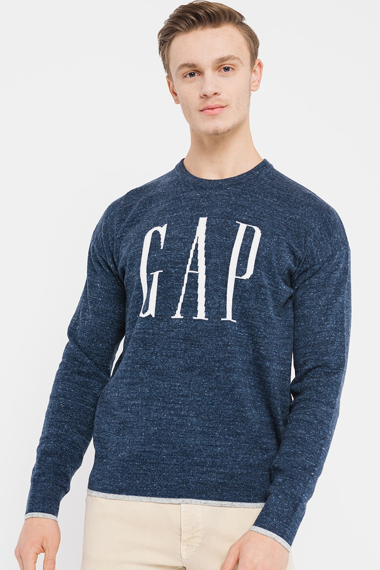 GAP Pulover cu decolteu la baza gatului si logo - Pled.ro